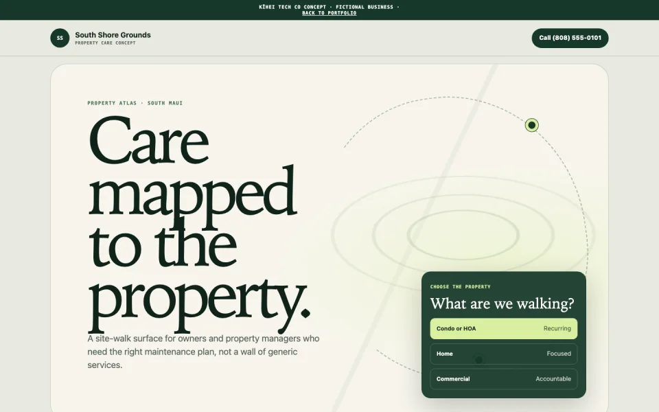 South Shore Grounds property atlas with an illustrated site route and interactive property planner
